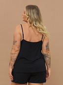 PIJAMA FEMININO SHORT DOLL ALÇA PLUS SIZE COM RENDA