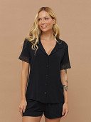 PIJAMA FEMININO CAMISARIA MANGA CURTA COM RENDA