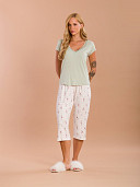 PIJAMA FEMININO CAPRI COM MANGA CURTA COM DETALHES EM RENDA