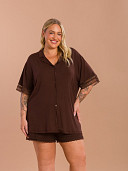 PIJAMA FEMININO PLUS SIZE CAMISARIA CURTA COM DETALHES EM RENDA