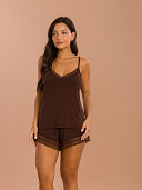 PIJAMA FEMININO SHORT DOLL ALÇA COM DETALHES EM RENDA