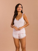 PIJAMA FEMININO SHORT DOLL ALÇA COM LAÇO E DETALHES EM RENDA