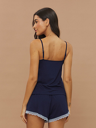 PIJAMA FEMININO SHORT DOLL ALÇA COM RENDA