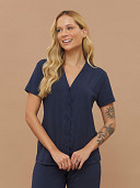 PIJAMA FEMININO CAMISARIA MANGA CURTA COM CALÇA CAPRI