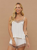 PIJAMA FEMININO SHORT DOLL ALÇA COM RENDA