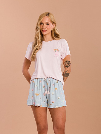 PIJAMA FEMININO SHORT DOLL MANGA CURTA