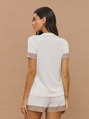 PIJAMA FEMININO CAMISARIA MANGA CURTA COM RENDA