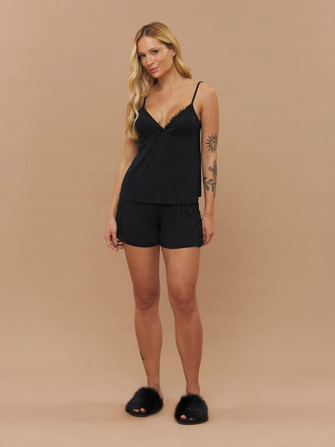 PIJAMA FEMININO SHORT DOLL ALÇA COM RENDA