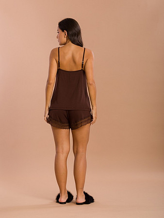PIJAMA FEMININO SHORT DOLL ALÇA COM DETALHES EM RENDA