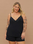 PIJAMA FEMININO SHORT DOLL ALÇA PLUS SIZE COM RENDA
