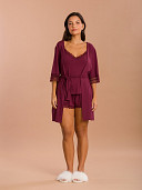 PIJAMA FEMININO ROBE COM DETALHE EM RENDA