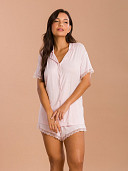 PIJAMA FEMININO CAMISARIA CURTA COM DETALHES EM RENDA