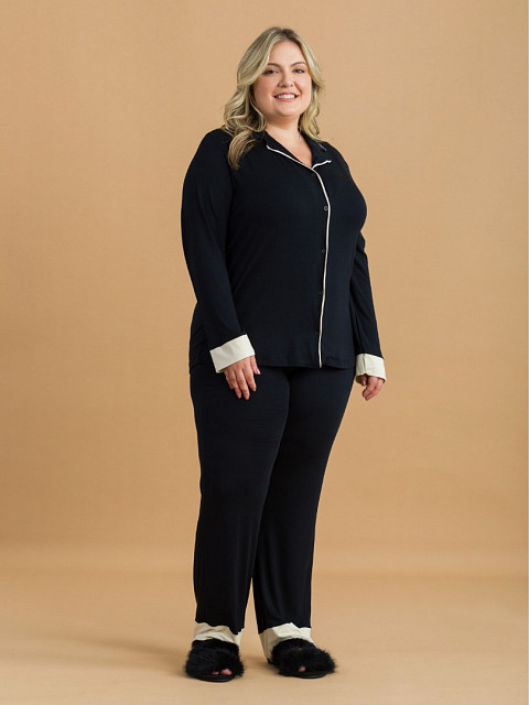 PIJAMA FEMININO CAMISARIA LONGO PLUS SIZE