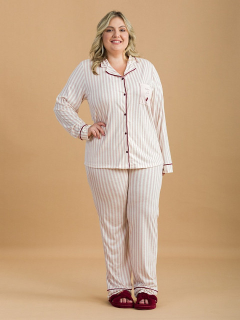 PIJAMA FEMININO CAMISARIA LONGO PLUS SIZE