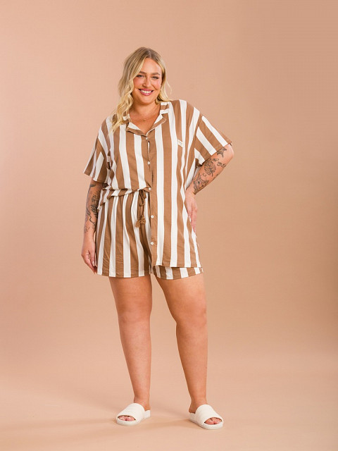 PIJAMA FEMININO PLUS SIZE CAMISARIA CURTA