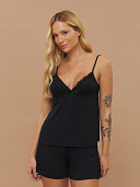 PIJAMA FEMININO SHORT DOLL ALÇA COM RENDA