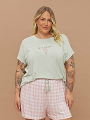 PIJAMA FEMININO SHORT DOLL MANGA CURTA PLUS SIZE