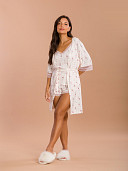 PIJAMA FEMININO ROBE COM DETALHE EM RENDA