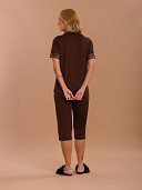 PIJAMA FEMININO CAMISARIA CURTA COM CAPRI COM DETALHES EM RENDA