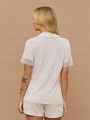 PIJAMA FEMININO CAMISARIA MANGA CURTA COM RENDA