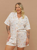 PIJAMA FEMININO CAMISARIA MANGA CURTA PLUS SIZE