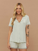 PIJAMA FEMININO CAMISARIA MANGA CURTA COM RENDA