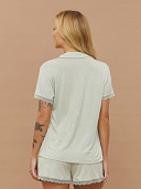 PIJAMA FEMININO CAMISARIA MANGA CURTA COM RENDA
