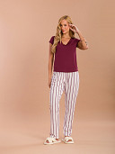 PIJAMA FEMININO MANGA CURTA COM DETALHES EM RENDA E CALÇA