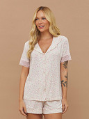 PIJAMA FEMININO CAMISARIA MANGA CURTA COM RENDA