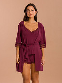 PIJAMA FEMININO ROBE COM DETALHE EM RENDA