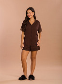 PIJAMA FEMININO CAMISARIA CURTA COM DETALHES EM RENDA
