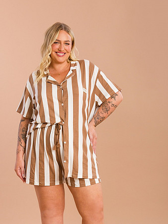 PIJAMA FEMININO PLUS SIZE CAMISARIA CURTA