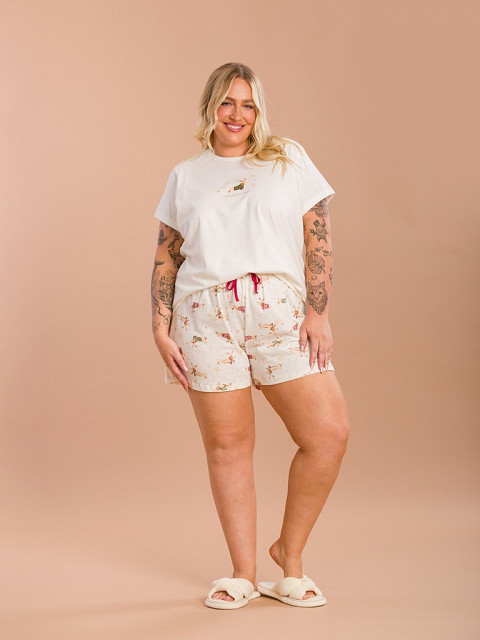 PIJAMA FEMININO PLUS SIZE SHORT DOLL MANGA CURTA