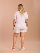 PIJAMA FEMININO PLUS SIZE SHORT DOLL MANGA CURTA DETALHES EM RENDA