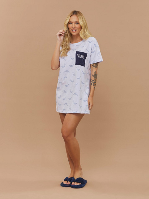 PIJAMA FEMININO CAMISOLA MANGA CURTA