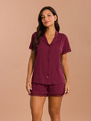 PIJAMA FEMININO CAMISARIA CURTA COM DETALHES EM RENDA