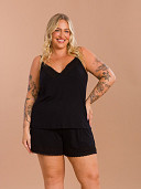 PIJAMA FEMININO PLUS SIZE SHORT DOLL ALÇA COM DETALHES EM RENDA