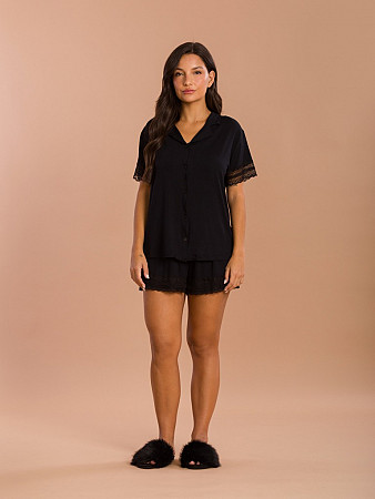PIJAMA FEMININO SHORT DOLL ALÇA COM DETALHES EM RENDA