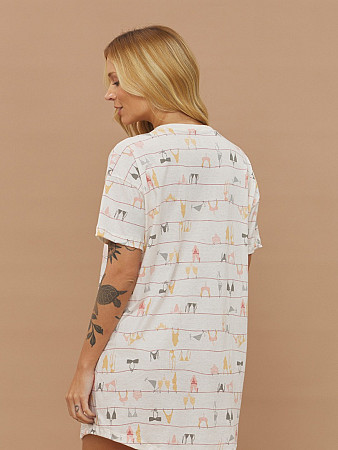 PIJAMA FEMININO CAMISOLA MANGA CURTA