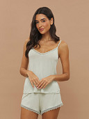 PIJAMA FEMININO SHORT DOLL ALÇA COM RENDA