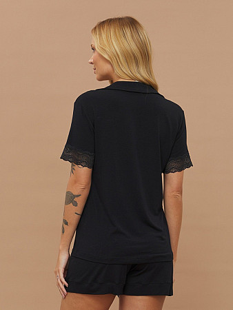 PIJAMA FEMININO CAMISARIA MANGA CURTA COM RENDA