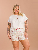 PIJAMA FEMININO PLUS SIZE SHORT DOLL MANGA CURTA