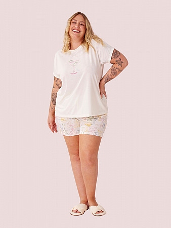 PIJAMA PLUS SIZE SHORT DOLL MANGA CURTA