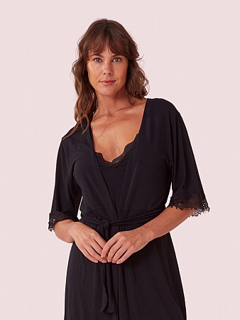 PIJAMA FEMININO ROBE DET EM RENDA