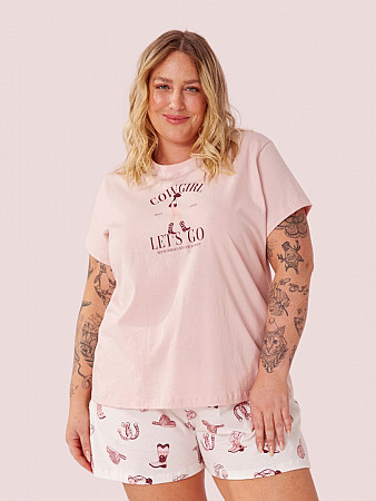 PIJAMA PLUS SIZE SHORT DOLL MANGA CURTA