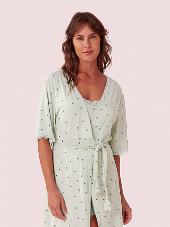 PIJAMA FEMININO ROBE DET EM RENDAS