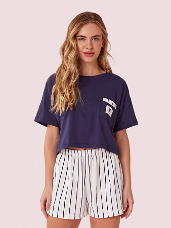 PIJAMA FEMININO SHORT DOLL COM CROPPED LONG