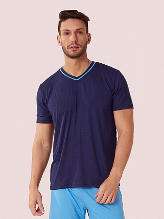 PIJAMA MASCULINO CURTO GOLA V