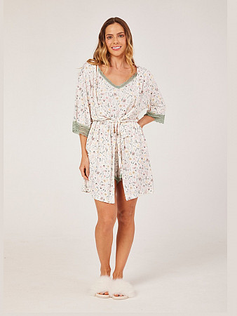 PIJAMA FEMININO ROBE COM DETALHES EM RENDA