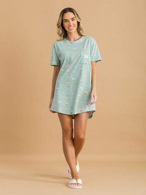 PIJAMA FEMININA CAMISOLA MANGA CURTA